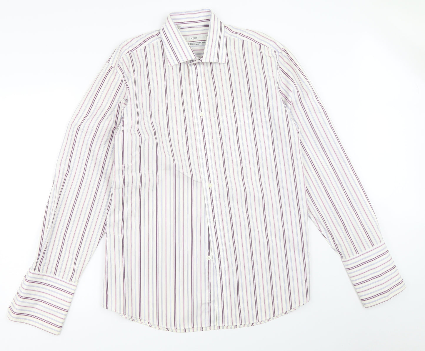 NEXT Mens White Striped   Dress Shirt Size 16