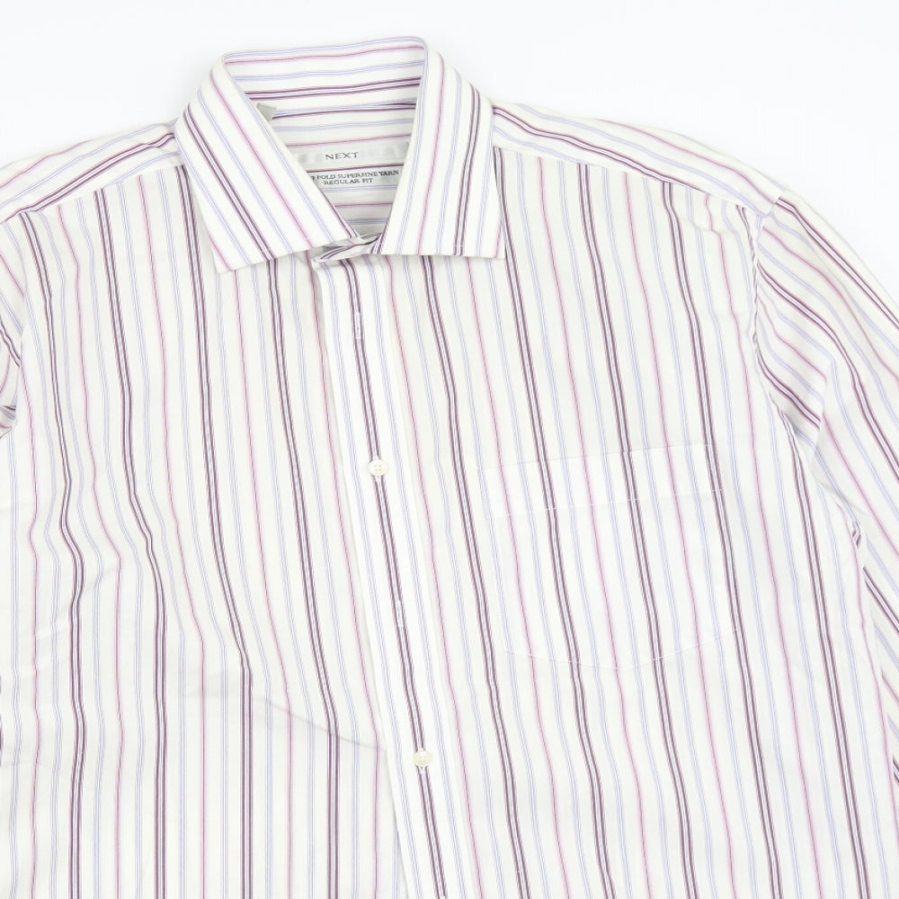 NEXT Mens White Striped   Dress Shirt Size 16