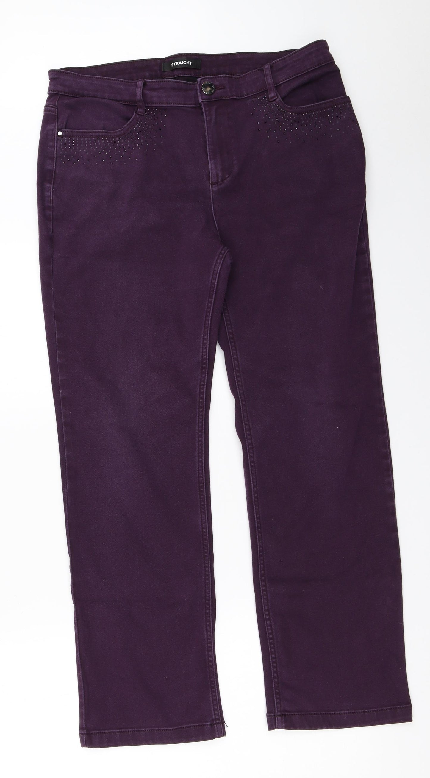 Marks and Spencer Womens Purple   Straight Jeans Size 14 L27 in