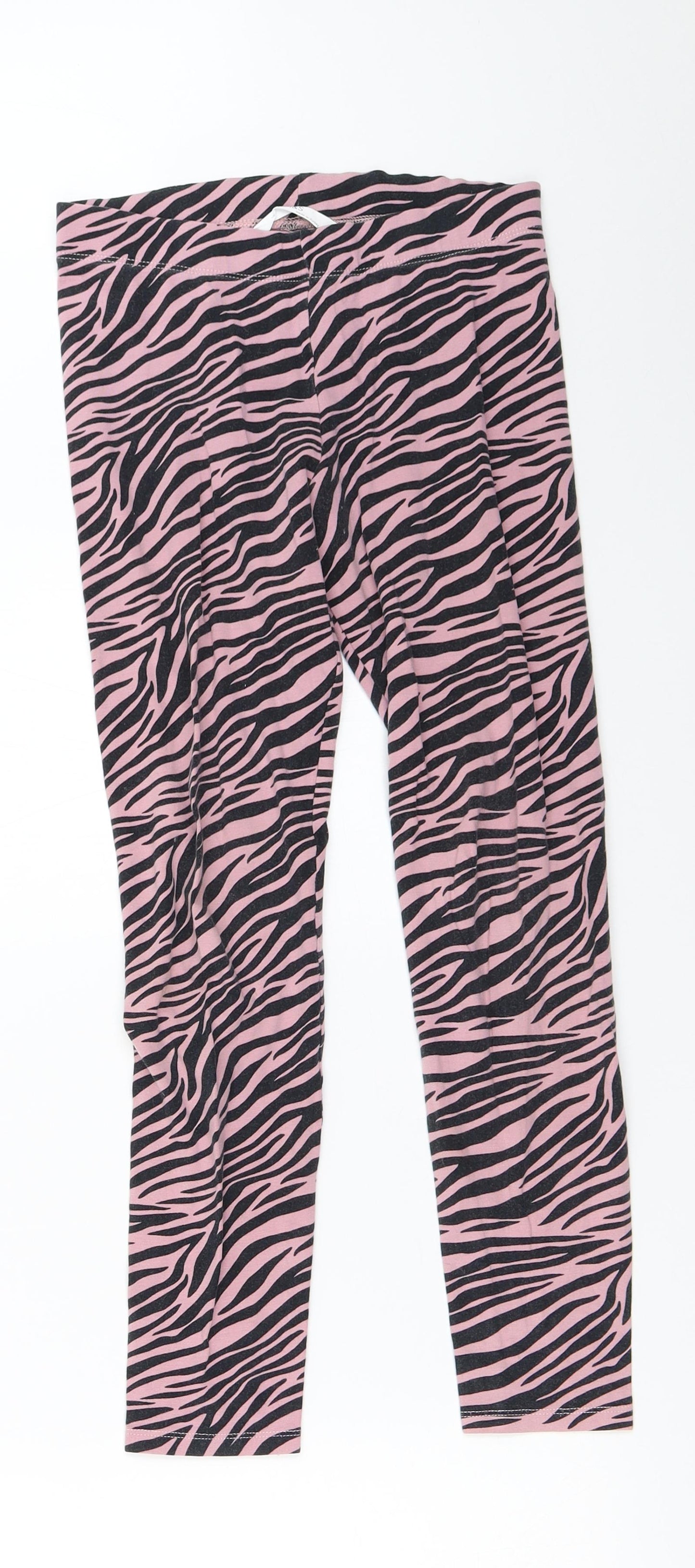 Marks and Spencer Girls Pink Animal Print  Capri Trousers Size 10-11 Years - Leggings