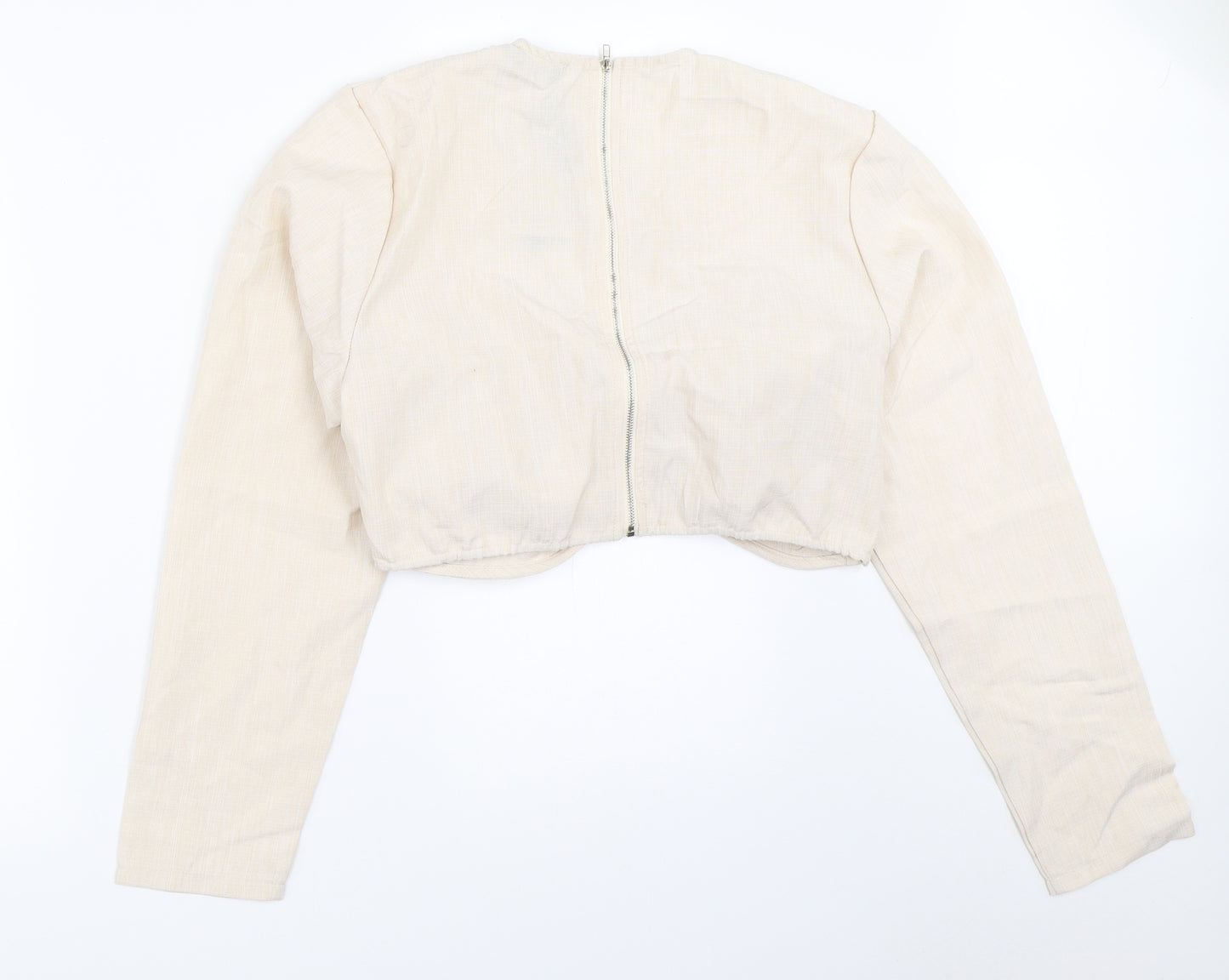 PRETTYLITTLETHING Womens Beige   Cropped Blouse Size 18