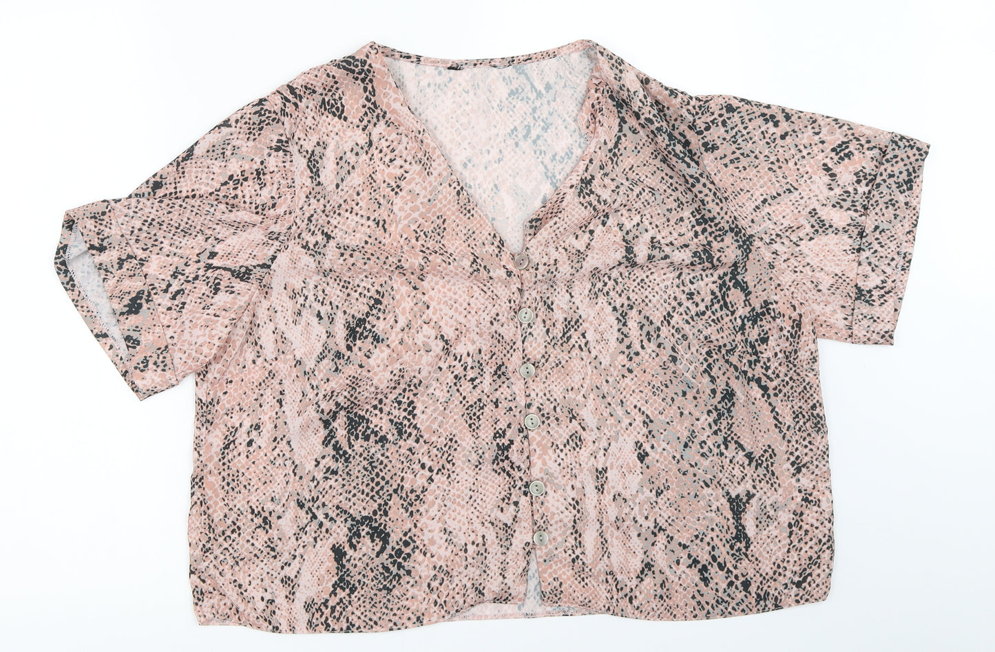 New Look Womens Pink Animal Print  Basic Button-Up Size 18