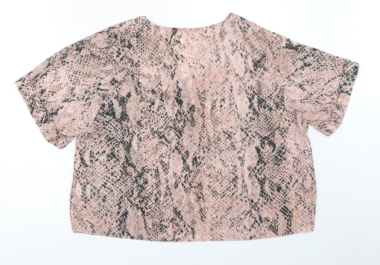 New Look Womens Pink Animal Print  Basic Button-Up Size 18