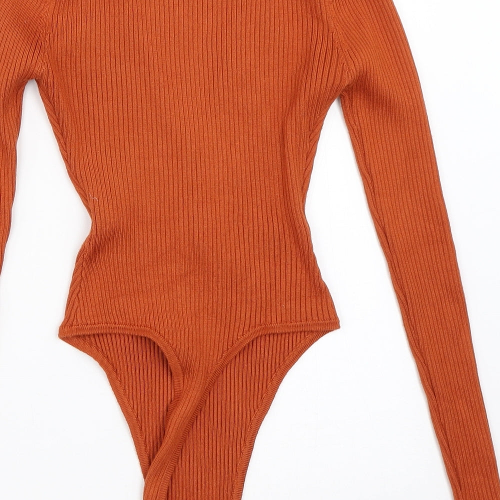 Missguided Womens Orange   Basic T-Shirt Size 8  - bodysuit