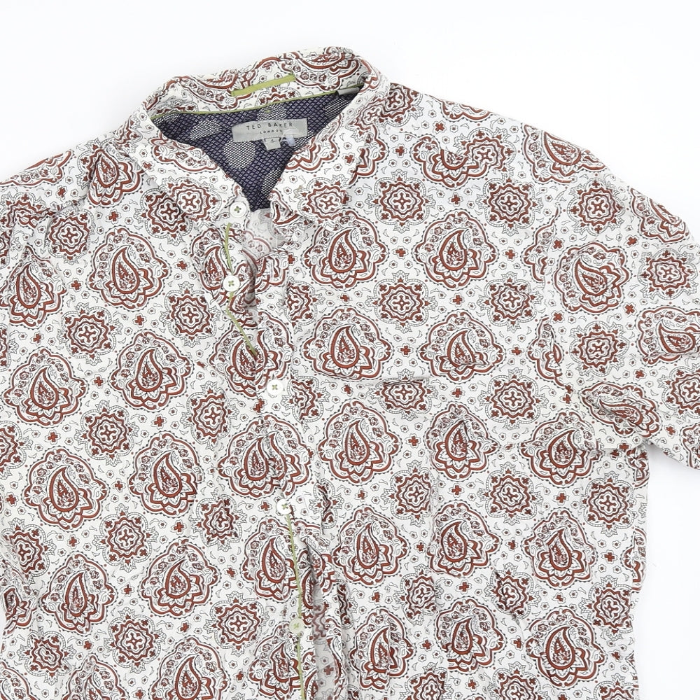 Ted Baker Mens White Geometric   Button-Up Size M