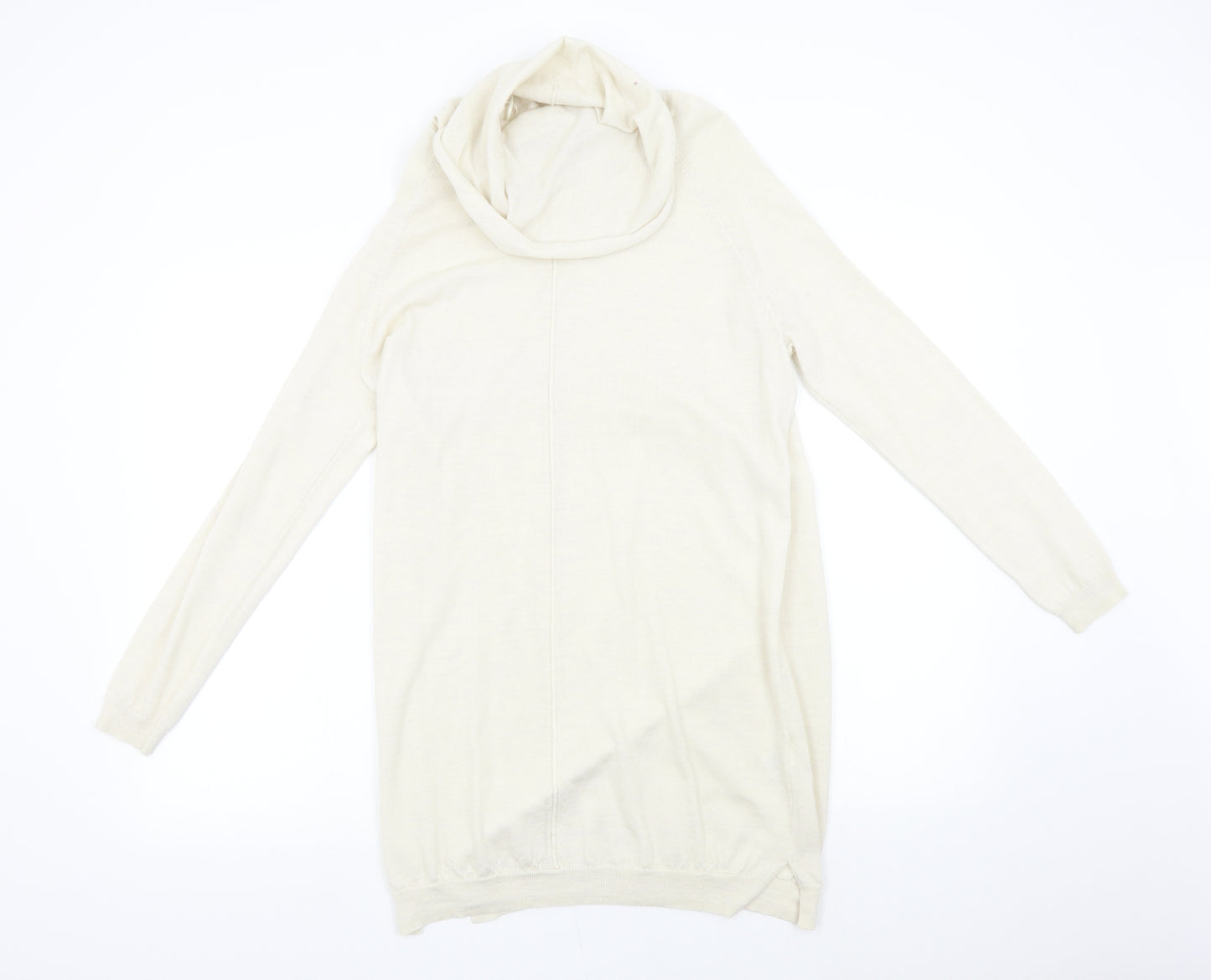 M&S Womens Beige  Knit Jumper Dress  Size 10  - 100% Merino Wool