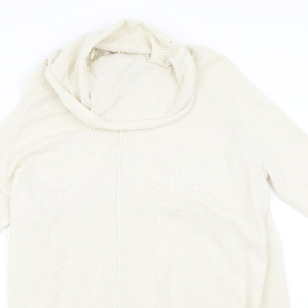 M&S Womens Beige  Knit Jumper Dress  Size 10  - 100% Merino Wool