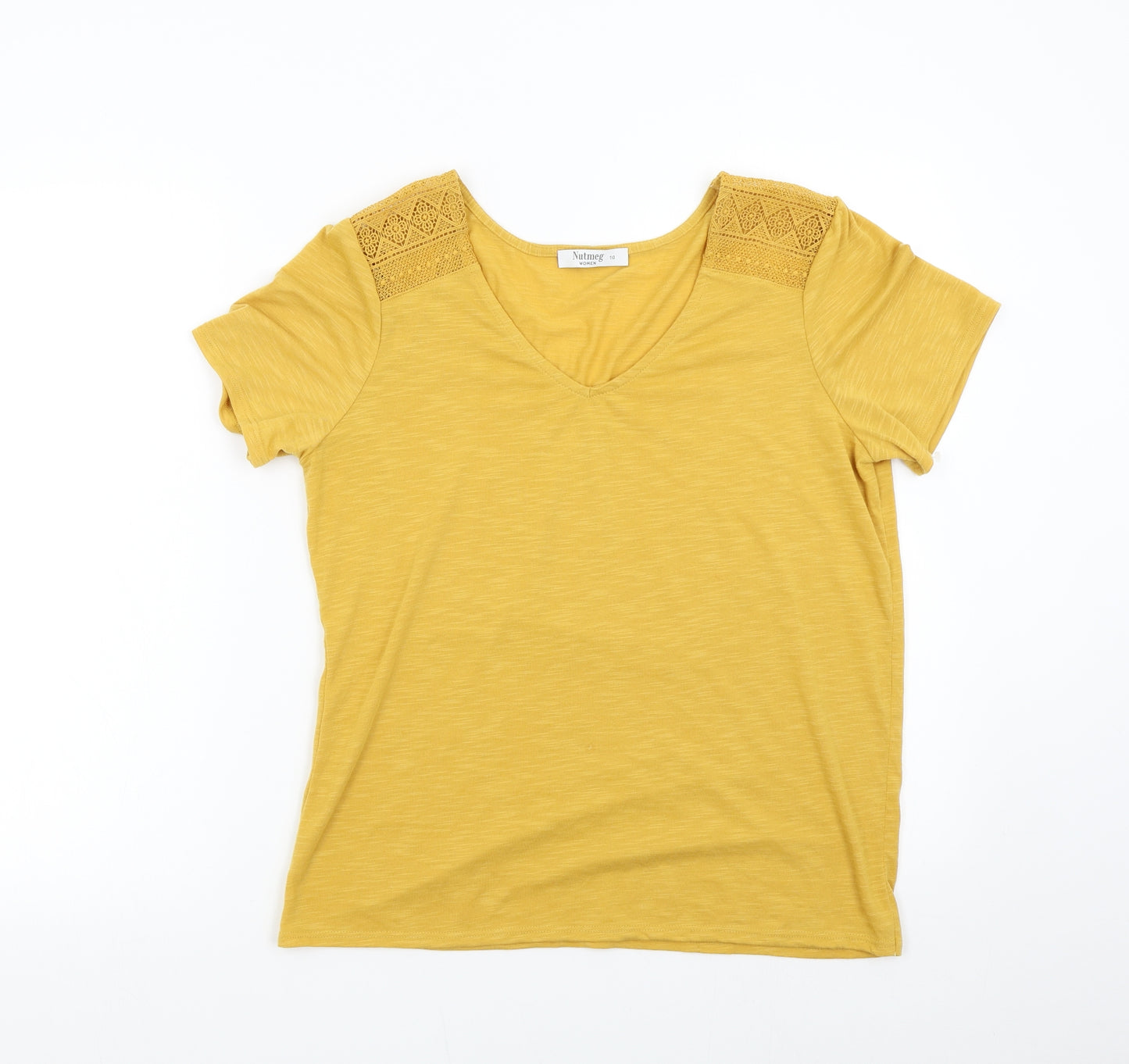 Nutmeg Womens Yellow   Basic T-Shirt Size 10