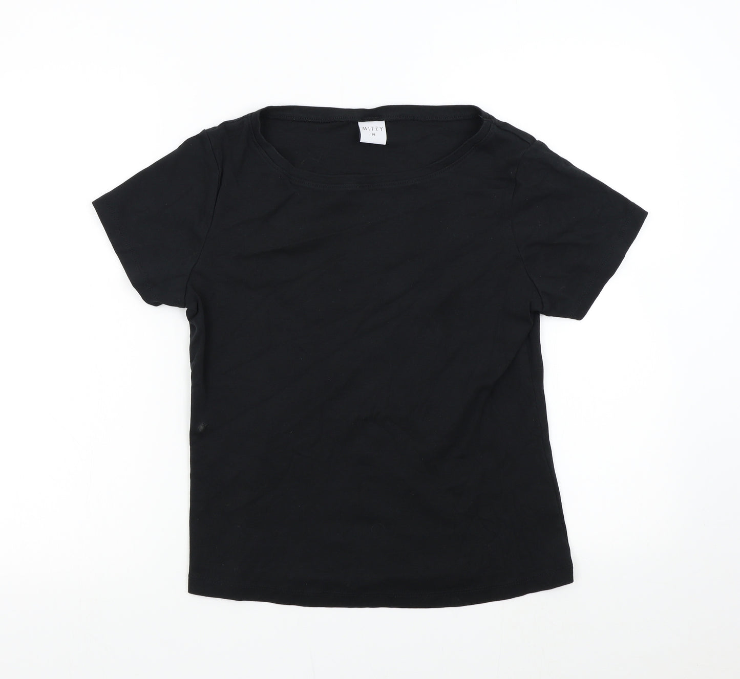 Mitzy Womens Black   Basic T-Shirt Size 14