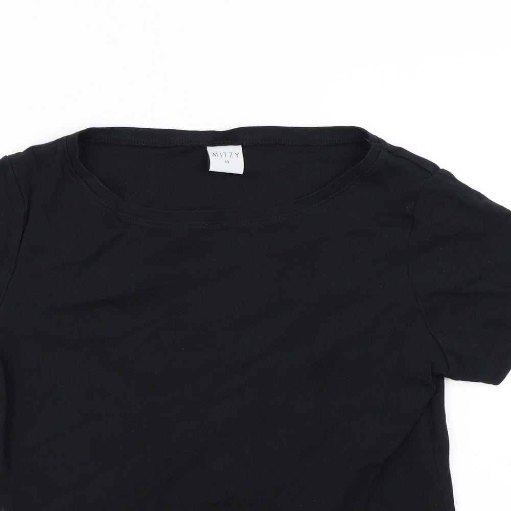 Mitzy Womens Black   Basic T-Shirt Size 14
