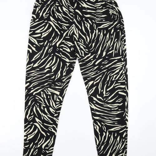 M&S Womens Black Animal Print  Trousers  Size 12 L27 in