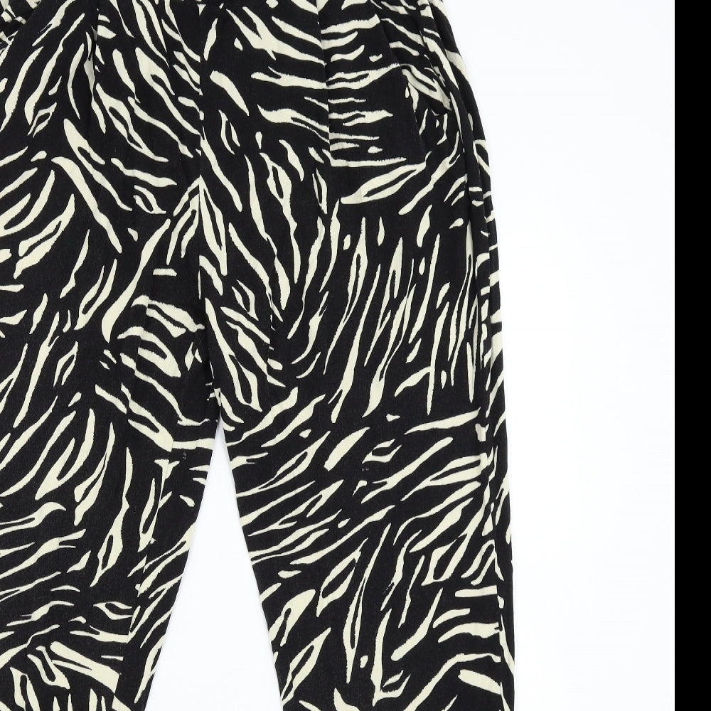 M&S Womens Black Animal Print  Trousers  Size 12 L27 in