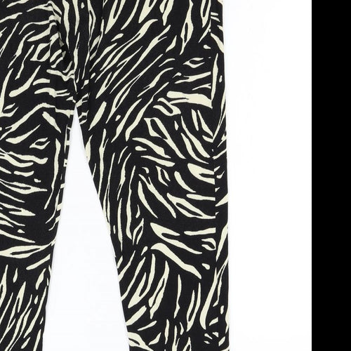 M&S Womens Black Animal Print  Trousers  Size 12 L27 in