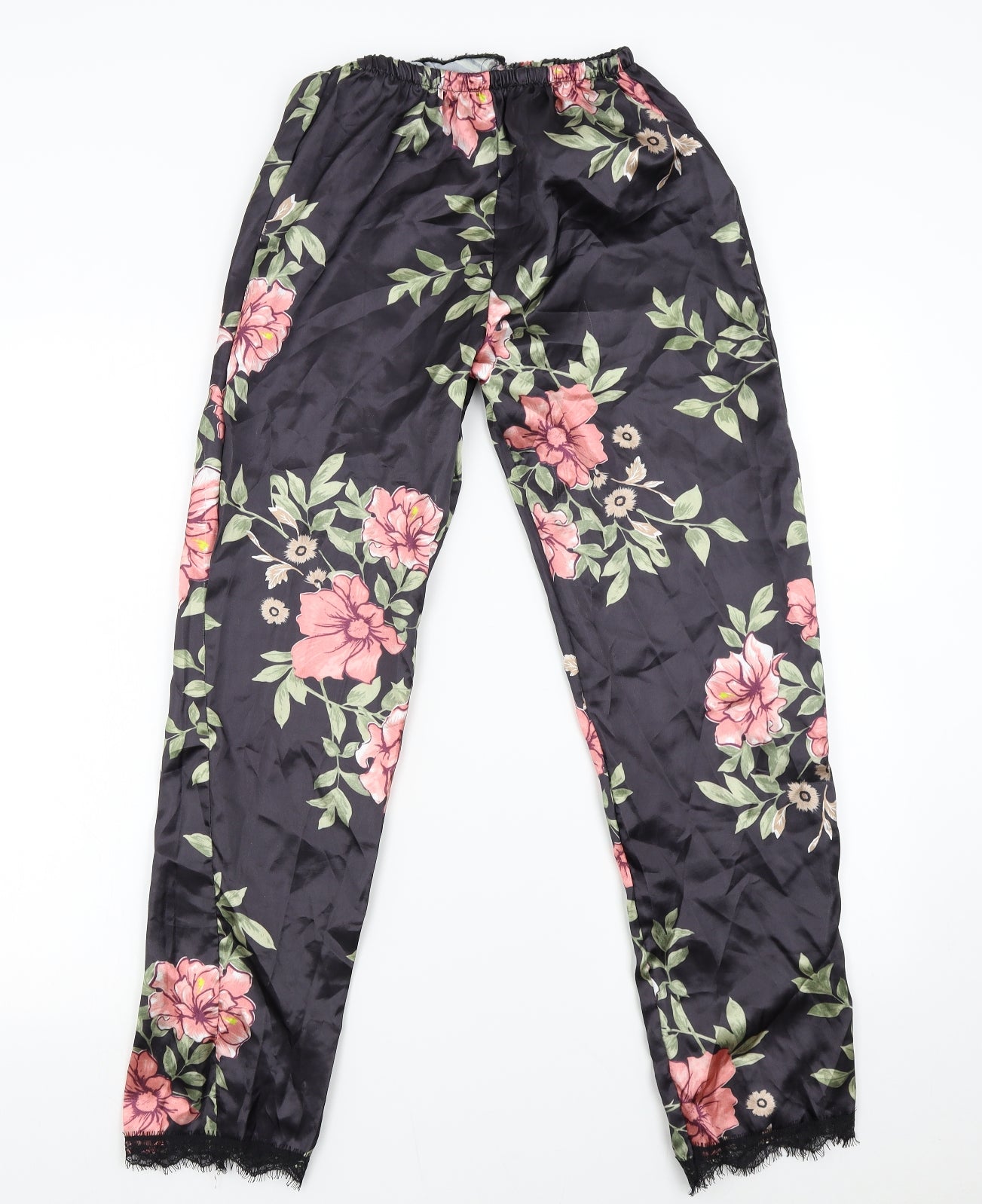 Preworn Womens Black Floral   Pyjama Pants Size 8