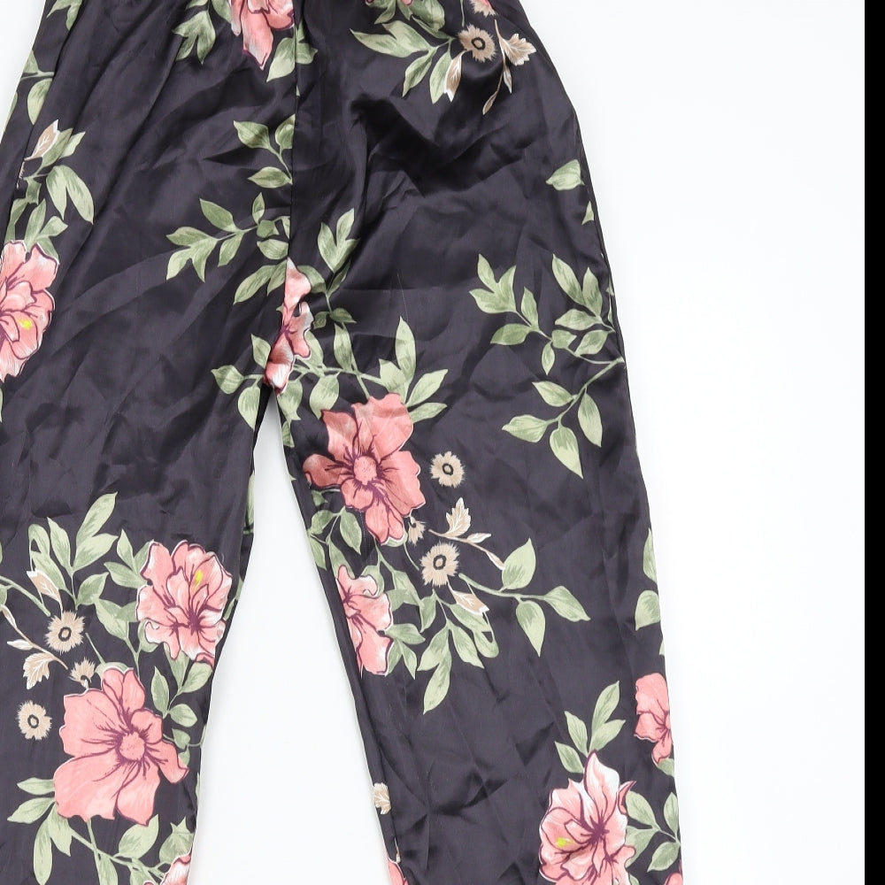 Preworn Womens Black Floral   Pyjama Pants Size 8