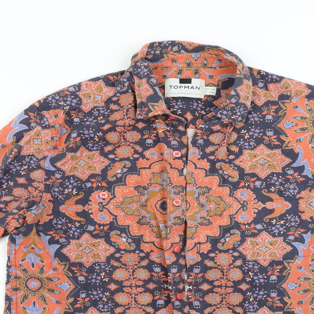 Topman Mens Multicoloured Geometric   Button-Up Size S