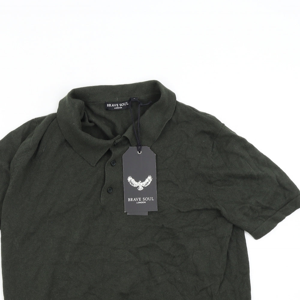 Brave Soul Mens Green    Polo Size S