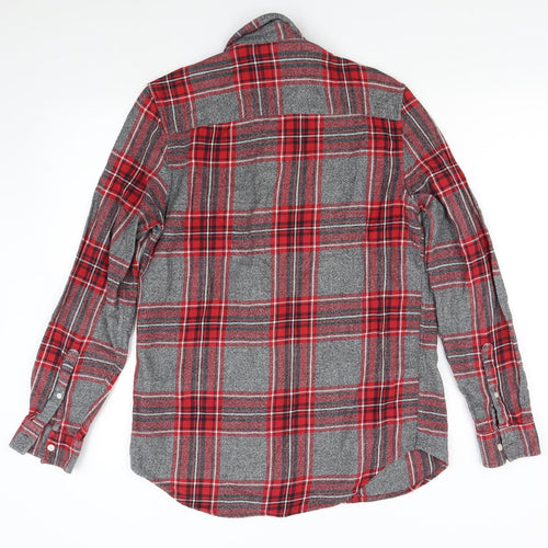 Topman Mens Red Check Flannel  Button-Up Size S