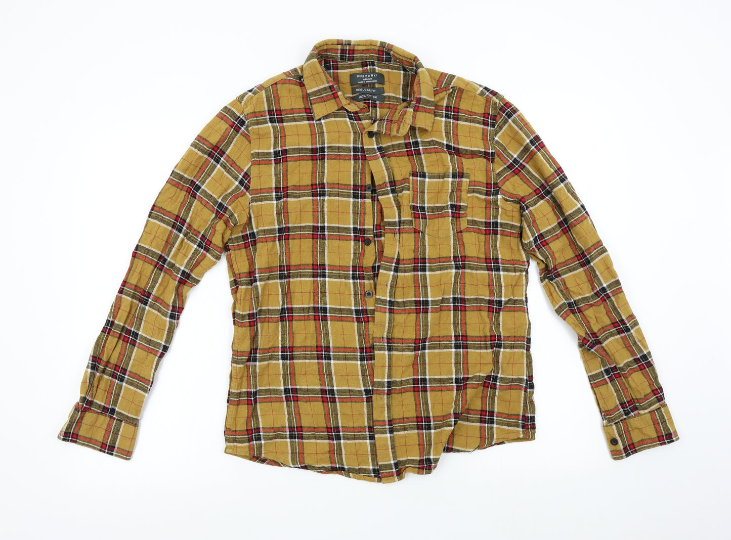 Primark Mens Brown  Flannel  Button-Up Size M