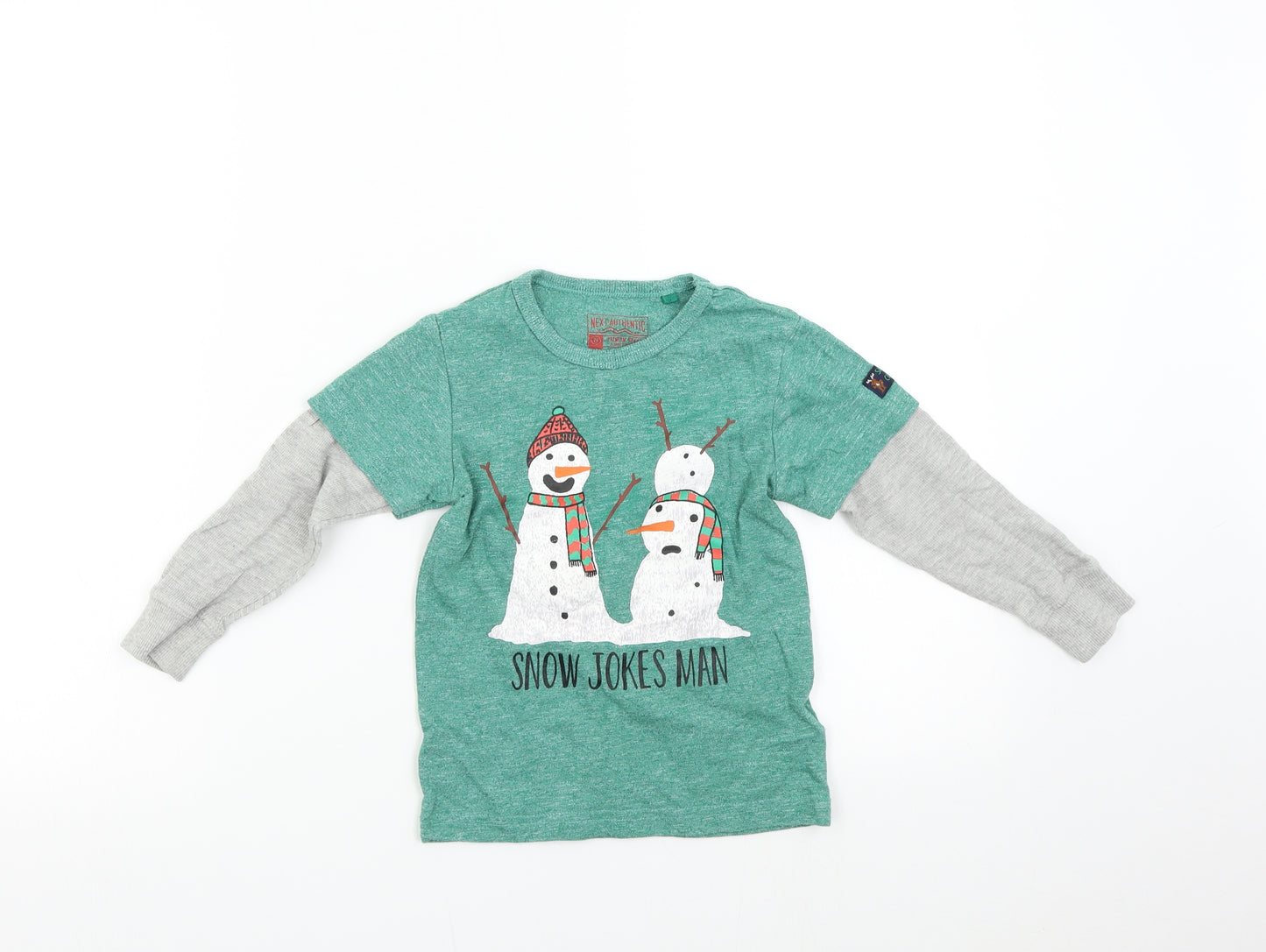 NEXT Boys Green   Basic T-Shirt Size 3 Years  - Christmas Snow Man