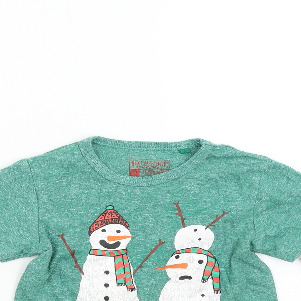 NEXT Boys Green   Basic T-Shirt Size 3 Years  - Christmas Snow Man