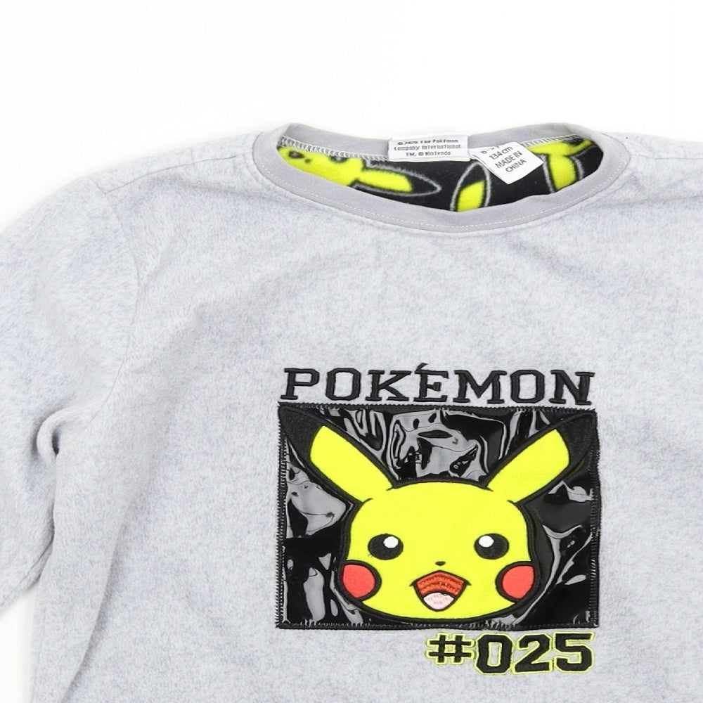Primark Boys Grey  Fleece Pullover Jumper Size 8-9 Years  - Pokémon