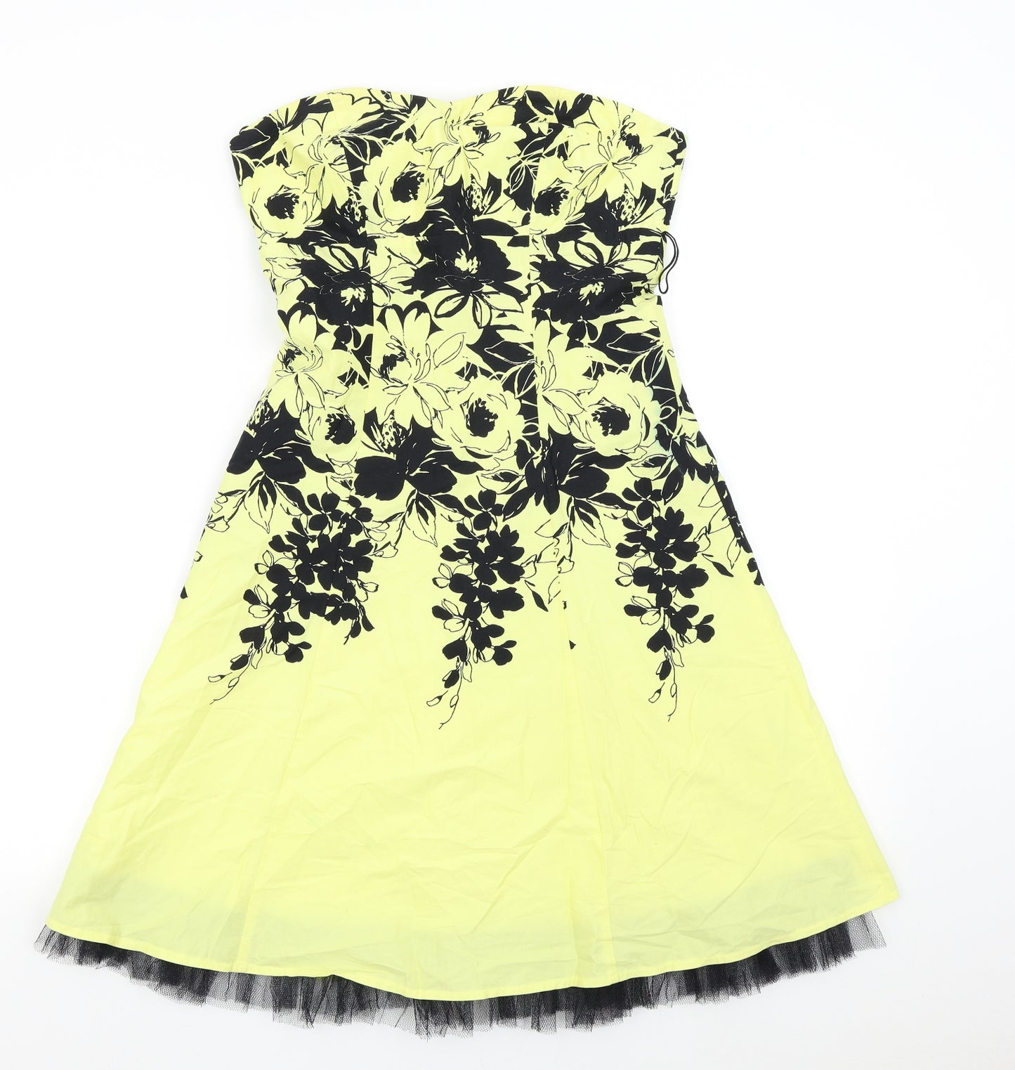 Jane Norman Womens Yellow Floral  Fit & Flare  Size 10