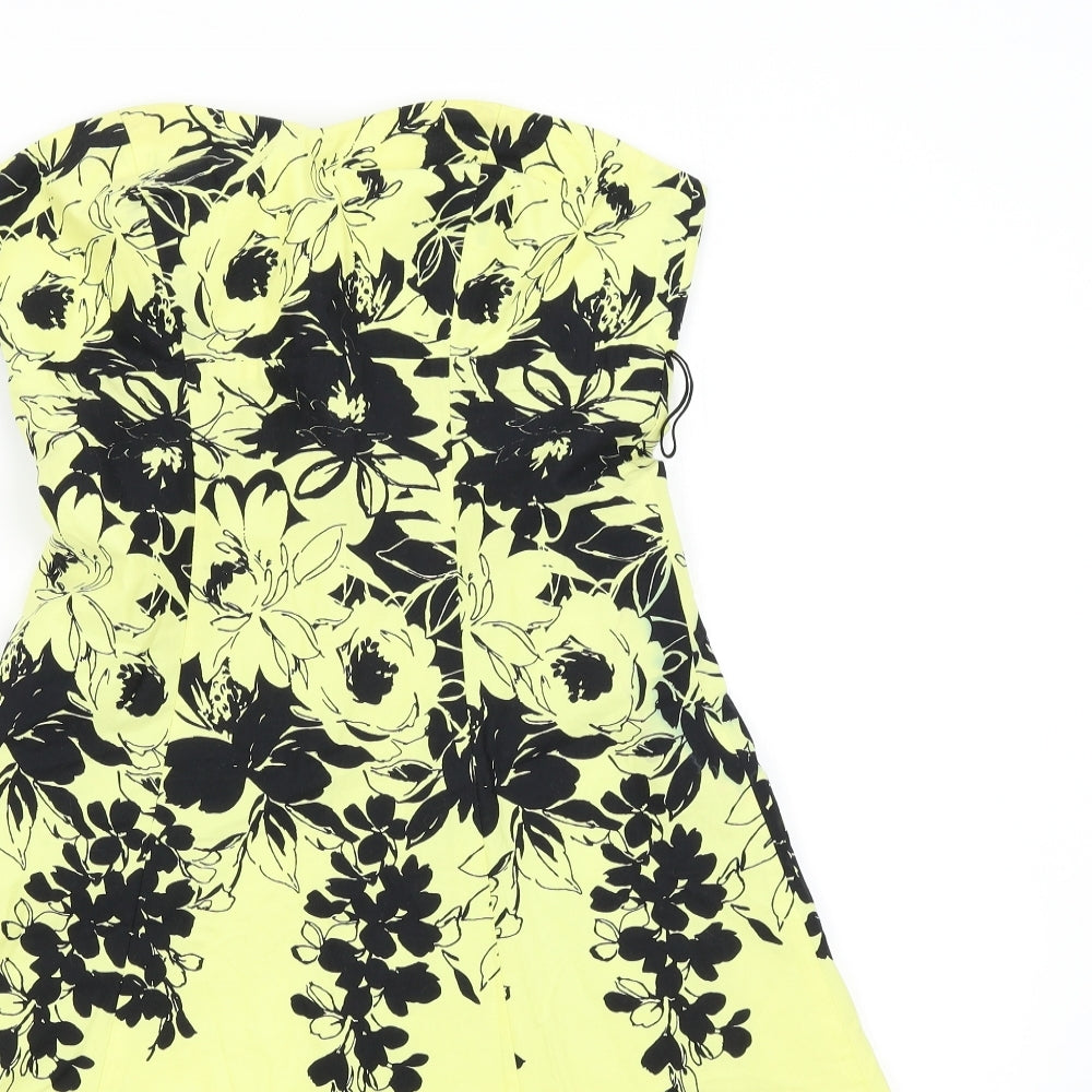 Jane Norman Womens Yellow Floral  Fit & Flare  Size 10