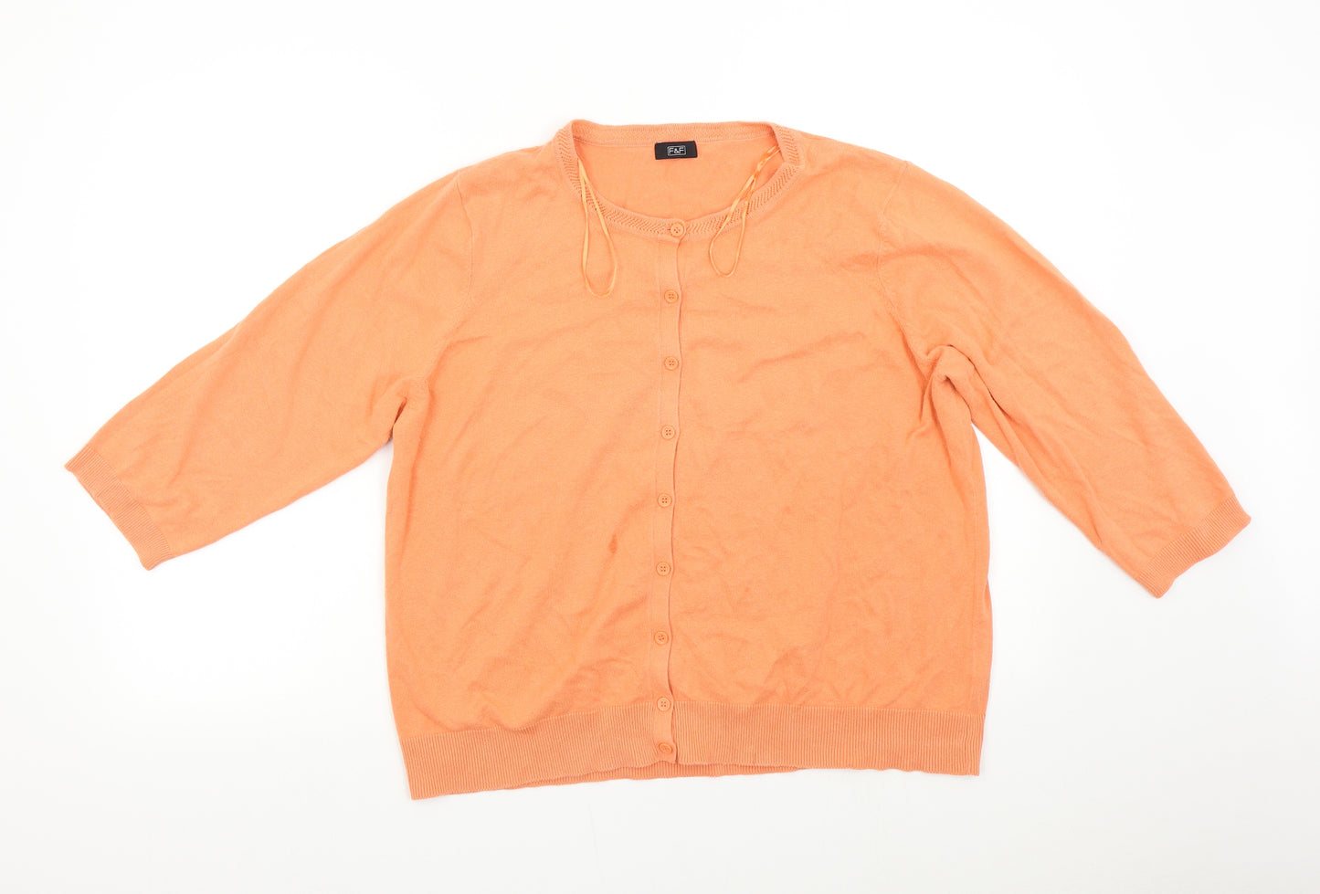 F&F Womens Orange   Cardigan Jumper Size 22