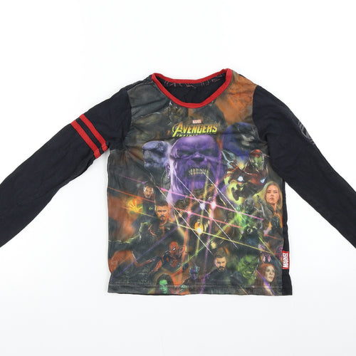 Nutmeg Boys Black   Basic T-Shirt Size 6-7 Years  - Marvel Avengers