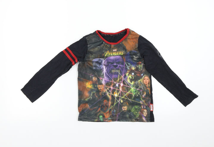 Nutmeg Boys Black   Basic T-Shirt Size 6-7 Years  - Marvel Avengers