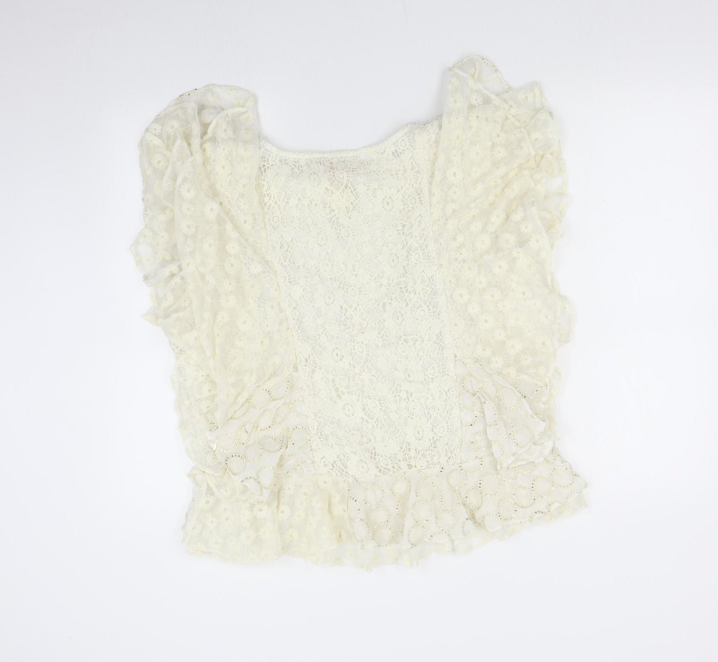 Anthropologie Womens Ivory   Basic Blouse Size L