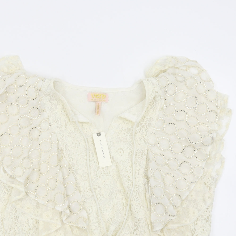 Anthropologie Womens Ivory   Basic Blouse Size L