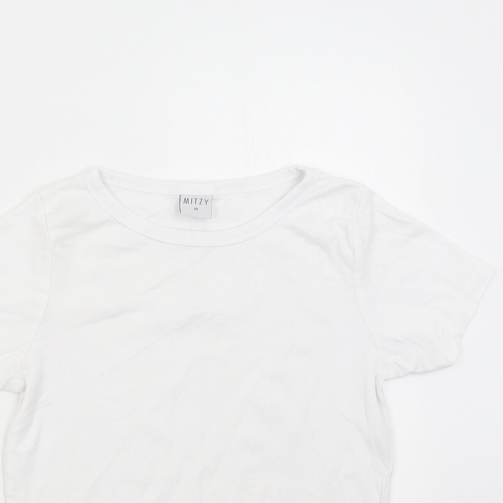 Mitzy Womens White   Basic T-Shirt Size 10