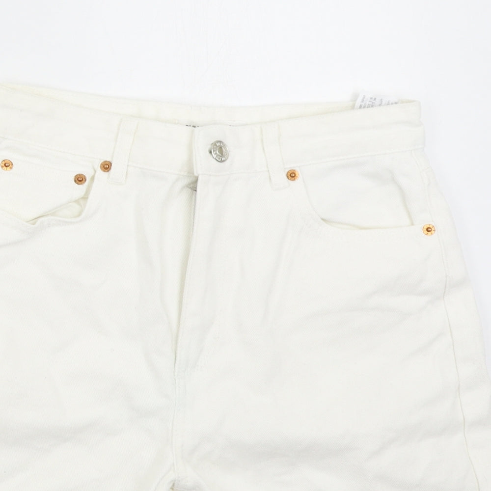 Pull&Bear Womens White  Denim Bermuda Shorts Size 8