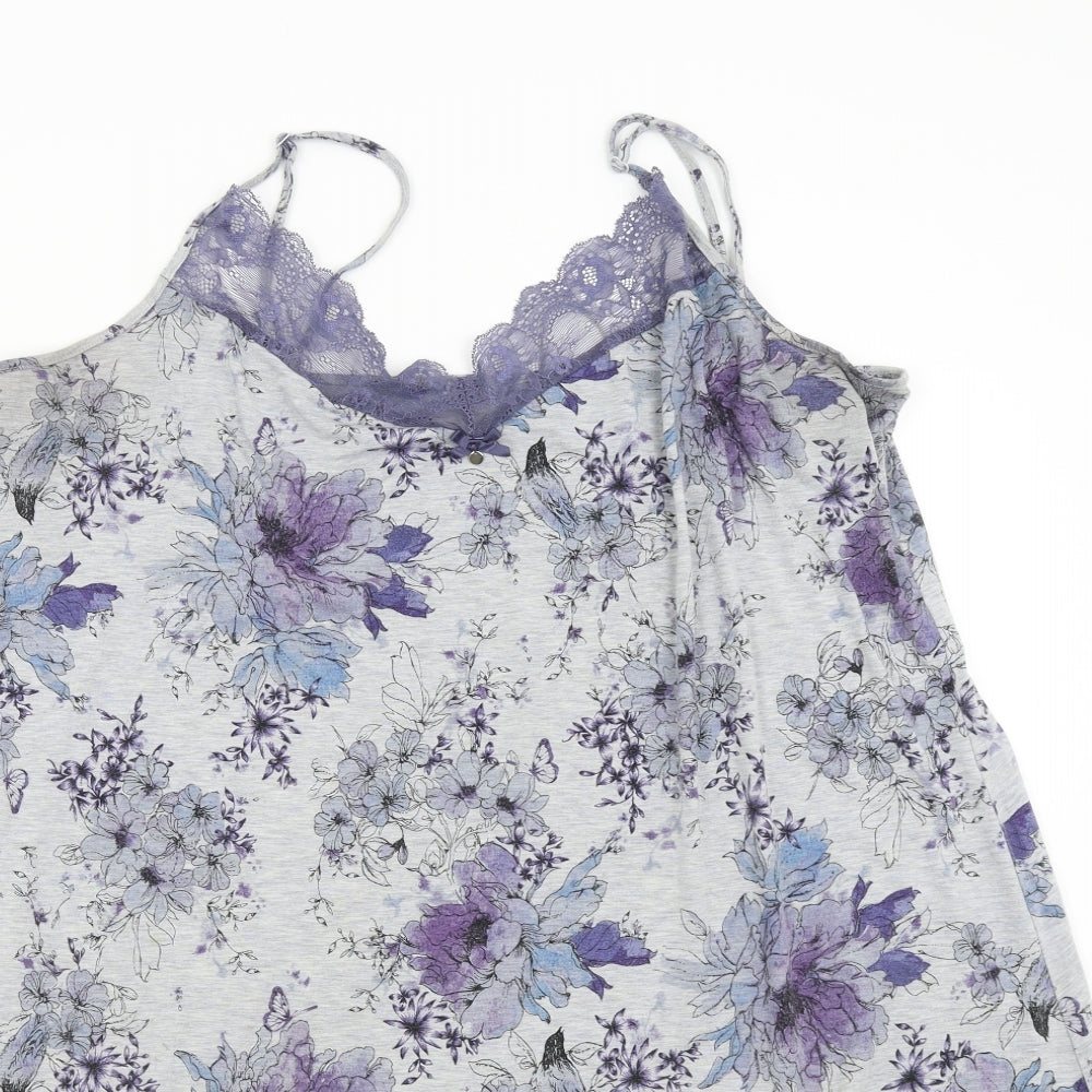 George Womens Grey Floral   Nightshirt Size 20