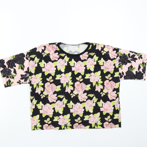 ASOS Womens Black Floral  Basic T-Shirt Size 10