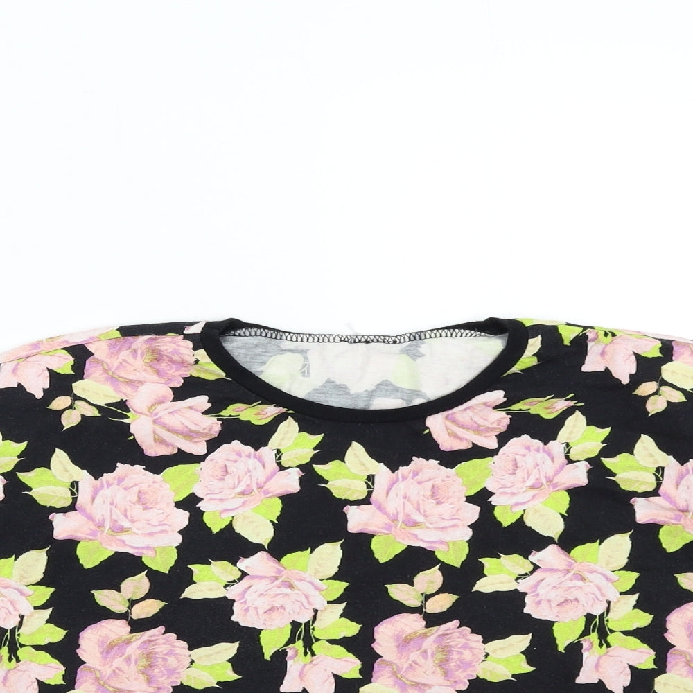 ASOS Womens Black Floral  Basic T-Shirt Size 10