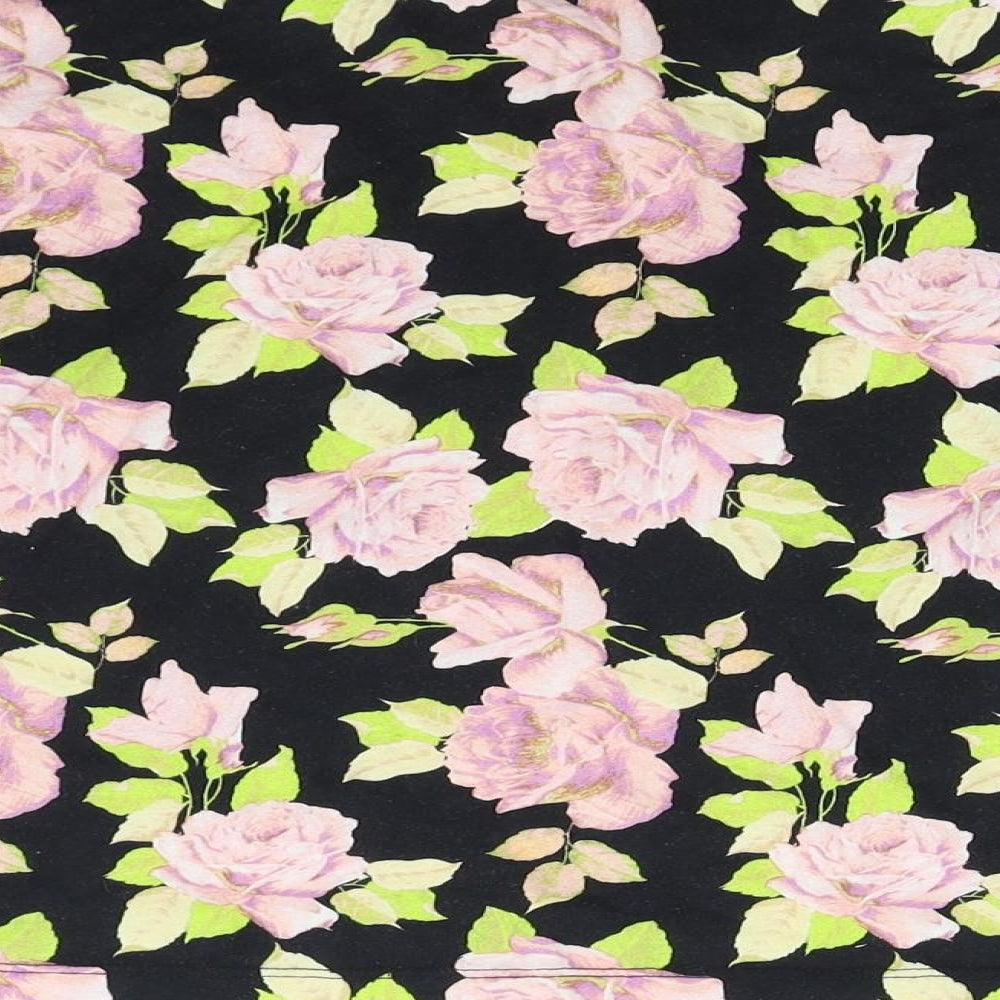 ASOS Womens Black Floral  Basic T-Shirt Size 10