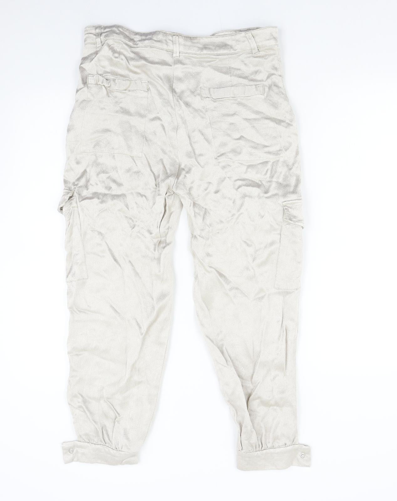 Zara Womens Silver   Capri Trousers Size L L23 in