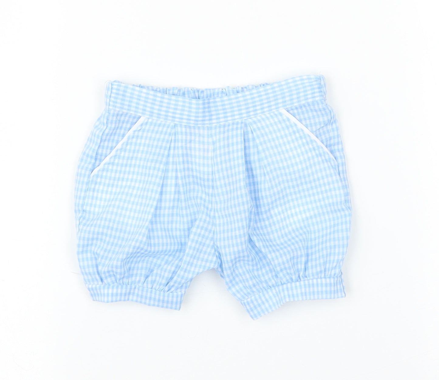 Preworn Baby Blue Check  Capri Trousers Size 3-6 Months
