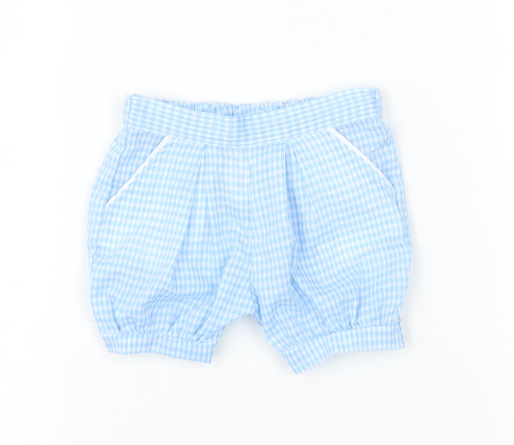 Preworn Baby Blue Check  Capri Trousers Size 3-6 Months