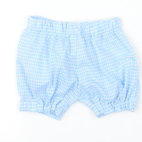 Preworn Baby Blue Check  Capri Trousers Size 3-6 Months
