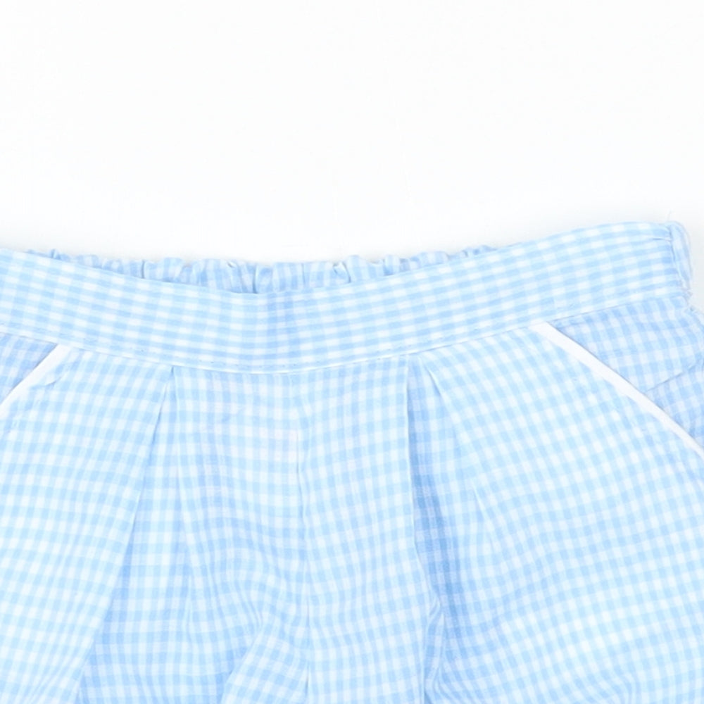 Preworn Baby Blue Check  Capri Trousers Size 3-6 Months
