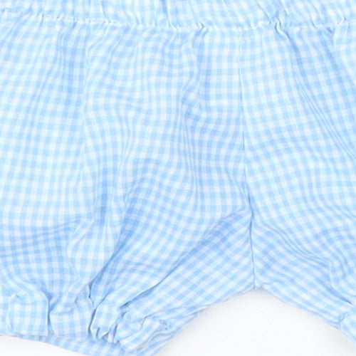 Preworn Baby Blue Check  Capri Trousers Size 3-6 Months