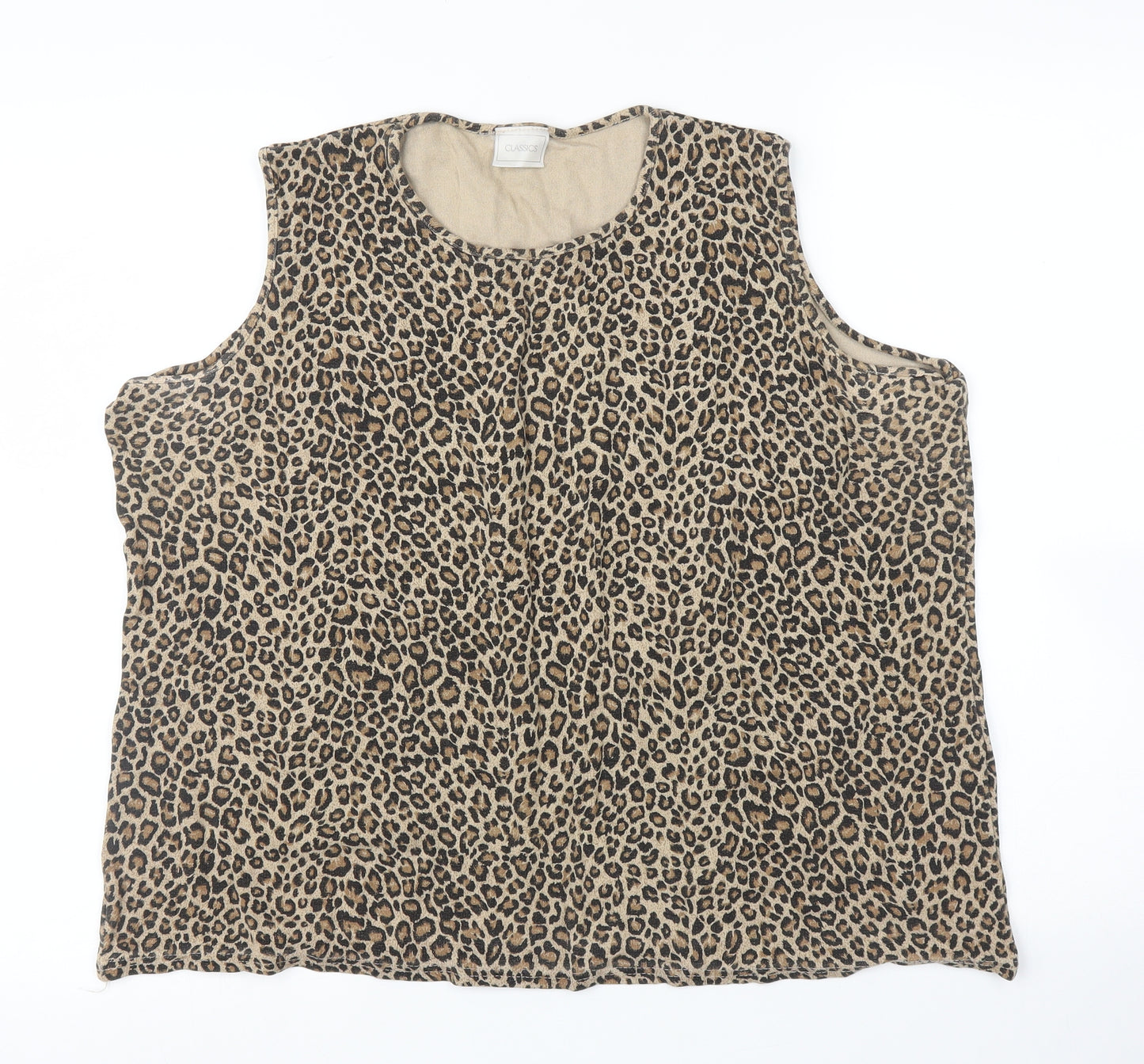 Classics Womens Beige Animal Print  Basic Blouse Size 24  - Leopard print