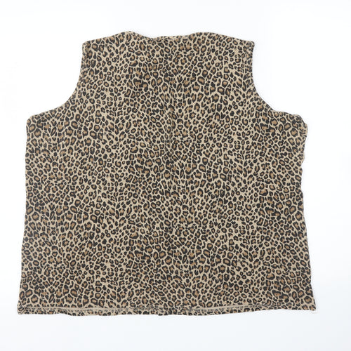 Classics Womens Beige Animal Print  Basic Blouse Size 24  - Leopard print