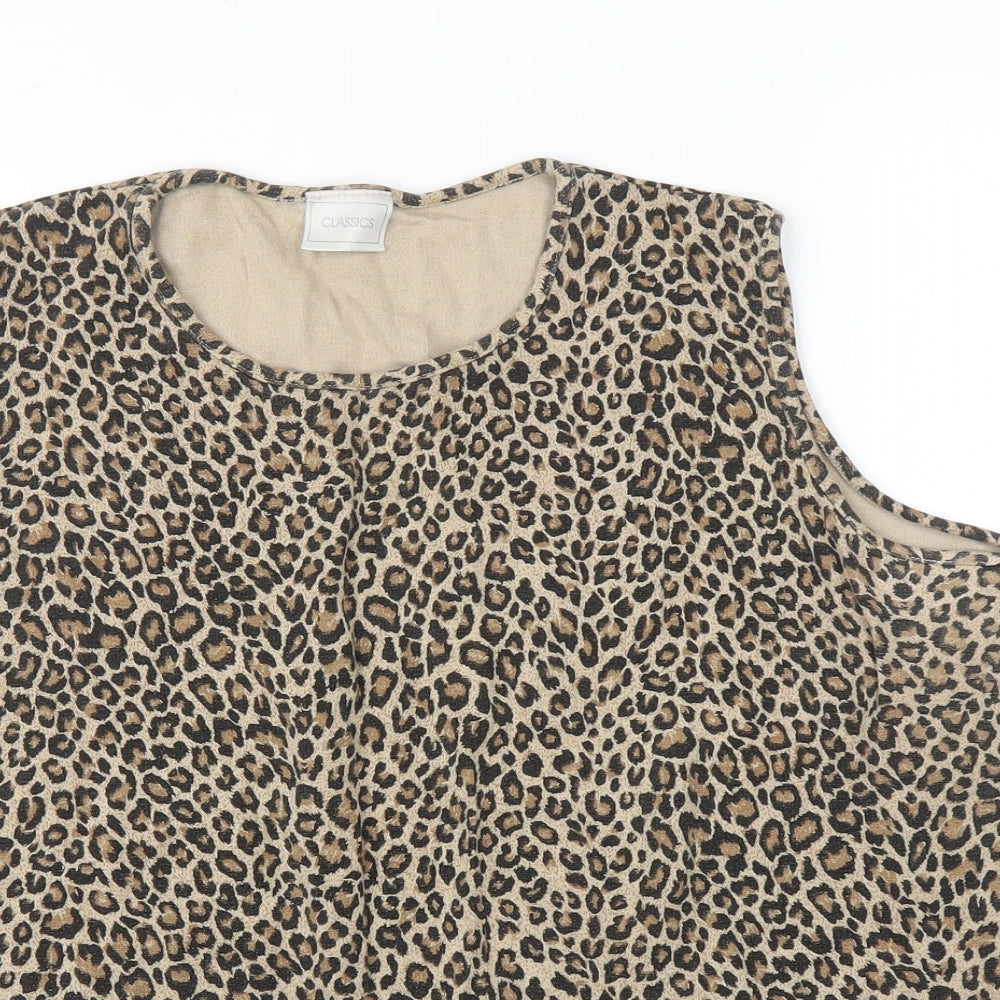 Classics Womens Beige Animal Print  Basic Blouse Size 24  - Leopard print