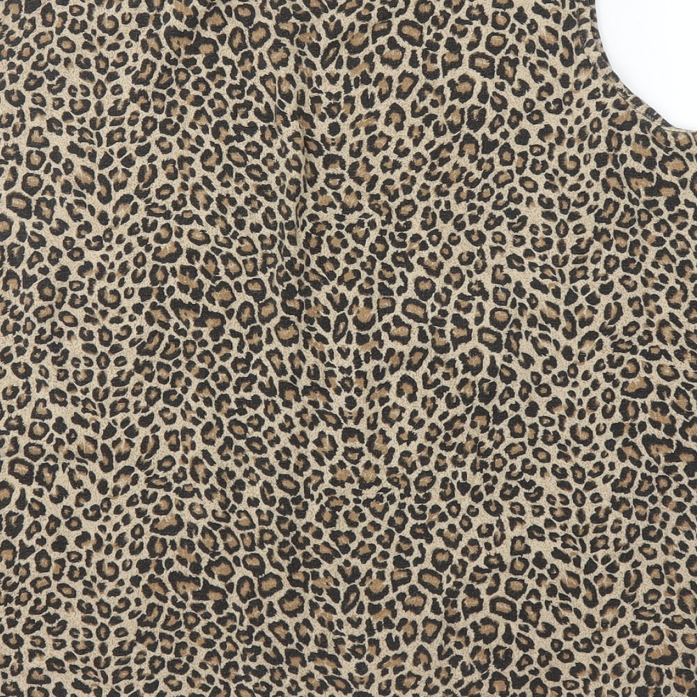 Classics Womens Beige Animal Print  Basic Blouse Size 24  - Leopard print