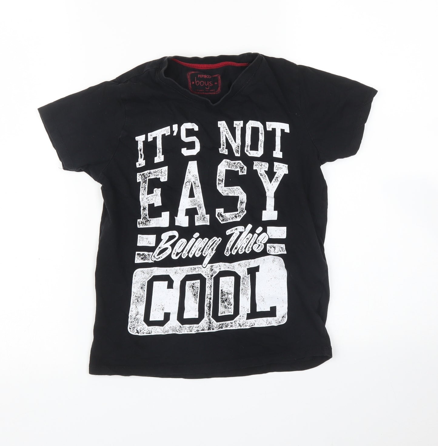 Pep&Co Boys Black   Basic T-Shirt Size 10 Years